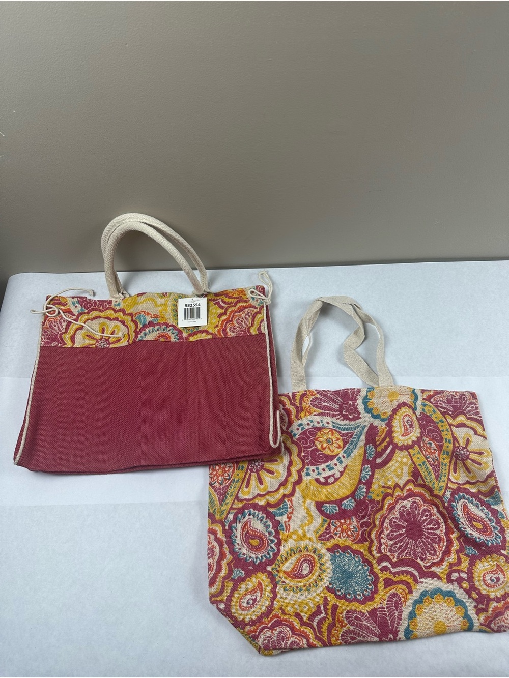 Canvas Tote Set in Multicolor Paisley